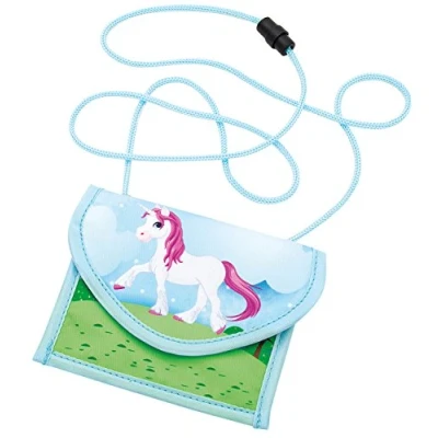 Abbildung von Wedo 2413003 Brustbeutel Einhorn aus Polyester, Sicherheitskordel, Münzfach mit Reißverschluss, Sichtfach, Schlüsselring, Klettverschluss, 14 x 10,8 0,7 cm, mehrfarbig
