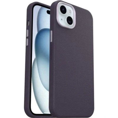 Abbildung von OtterBox Symmetry Series Cactus Leather MagSafe Hülle für iPhone 15 Plus, stoßfest, sturzsicher, dünne Schutzhülle, 3x mehr Stürze als nach Militärstandard, Lila