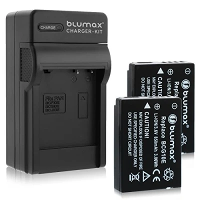 Abbildung von Blumax 2X ersetzt DMW BCG10 / BCG10E 850mAh + Ladegerät E passend zu diversen Panasonic Kameramodellen