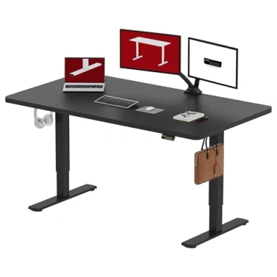 Abbildung von SANODESK Höhenverstellbarer Schreibtisch 160 x 60 cm mit Memory Funktion, Elektrischer Steh Sitz Tisch für Heimbüro, Ergonomischer Computertisch Modernem Design und Vierteiliger Tischplatte
