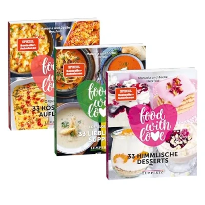 Abbildung von Die 99 besten Herzfeld Rezepte; Bundle; Food with Love; Herzfeld, Manuela / Joëlle: limitiert auf 1000 Bundle aus 3 Büchern: 33 Himmlische Desserts köstliche Aufläufe Lieblings Suppen