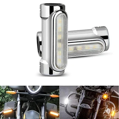Abbildung von 2 Stück Highway Bar Lights Switchback LED Fahrlicht mit Bernstein Blinker für Motorrad