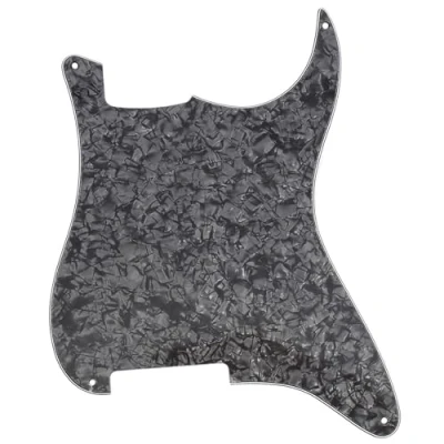 Abbildung von Musiclily 4 Löcher Gitarre Schlagbrett Rohmaterial ST Pickguard für Strat Style E Gitarre,4 lagig Black Pearl