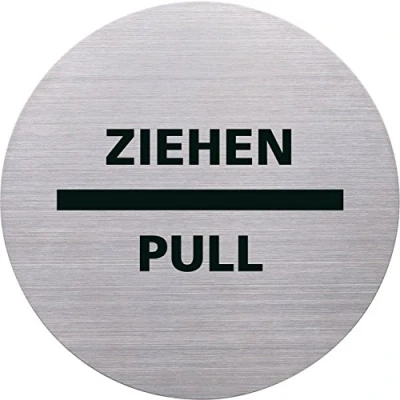 Abbildung von 10 x Helit Türschild Piktogramm Pull / Ziehen 115mm silber