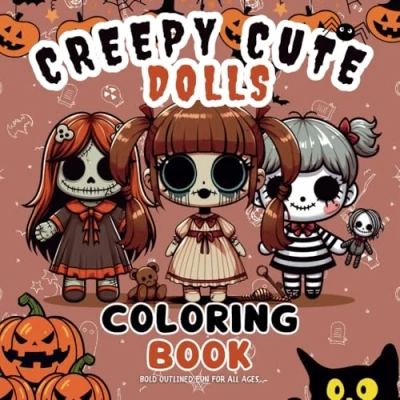Abbildung von Creepy Cute Dolls Coloring Book: 30 Adorable and Spooky Designs to Color: Book for Kids Adults, Bold Outlined ... Gothic, Kawaii, Horror