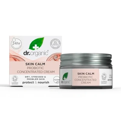Abbildung von Dr Organic Skin Calm Probiotic Concentrated Cream, Für Rötungen, Trockene, Empfindliche &amp; Reizbare Haut, Dermatologisch Getestet, Vegan, Tierversuchsfrei, Paraben SLS frei, Zertifiziert Bio, 50ml