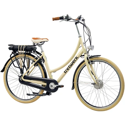 Abbildung von Tretwerk E Bike Aurora, 7 Gang, Nabenschaltung, Frontmotor, Damen 28 Zoll Elektrofahrrad 165 185cm retro Hollandrad