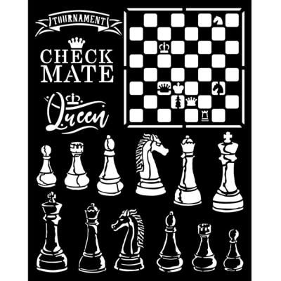 Abbildung von Stamperia KSTD089 Thick Stencil Dicke Schablone Alice Check Mate, Verschieden, 20 x 25 cm, 3 Piece