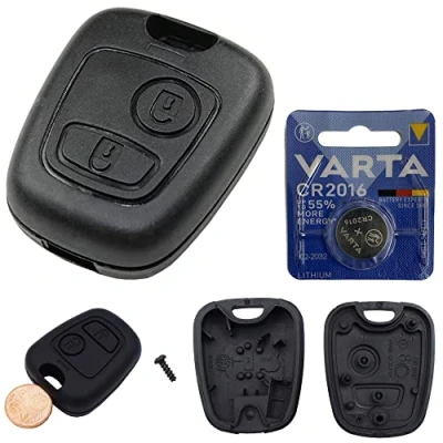 Abbildung von Peugeot Autoschlüssel 2 Tasten Gehäuse 106 206 207 306 307 806 + 1x Batterie NEU