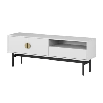 Abbildung von Selsey TV Schrank Board Sideboard Fernsehtisch Fernsehschrank 154 cm Schublade Weiß Stoon