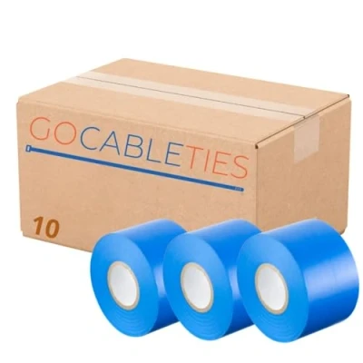 Abbildung von GOCABLETIES Isolierband Blau 10 Rollen 50 mm x 33 m strapazierfähiges, selbstklebendes zum Schutz, Bündeln und Reparieren von Kabeln