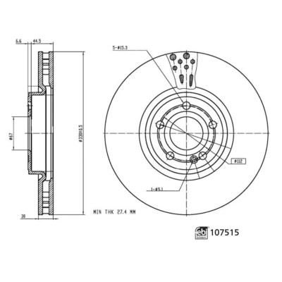 Abbildung von FEBI BILSTEIN 107515 Bremsscheibe Vorderachse 330 30 5 112 innenbelüftet beschichtet MERCEDES BENZ: A Klasse, CLA Coupe, Klasse Limousine