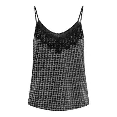 Abbildung von ONLY Damen Onlnew Carol S/L Glitter Mix Top Box Jrs, Black/Detail:houndstooth Silver, M