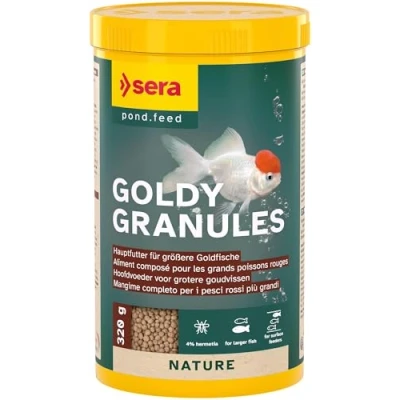 Abbildung von sera Goldy Granules 1000 ml Hauptfutter für größere Goldfische Hochwertiges Granulatfutter mit 4% Insektenmehl Stärkt Abwehrkräfte &amp; fördert Wachstum Formstabiles Granulat