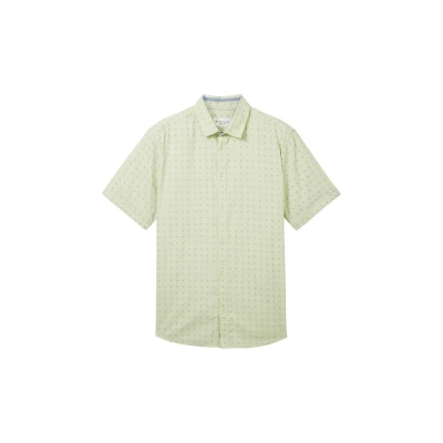 Abbildung von TOM TAILOR Herren Regular Fit Hemd mit Allover Print, green geometric minimal design, M