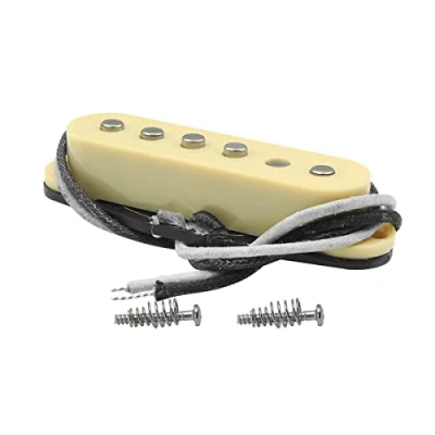 Abbildung von FLEOR Single Coil Tonabnehmer Alnik 5 ST Pickups Neck Guitar versetzt für SQ E Gitarre, Creme