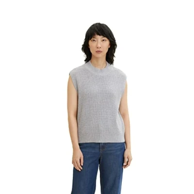 Abbildung von TOM TAILOR Damen Pullunder mit Rollkragen 1033540, 30282 Concrete Grey Melange, 3XL