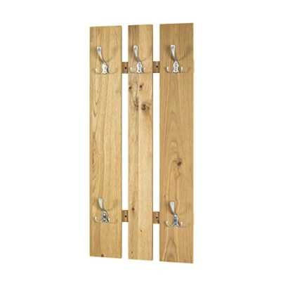 Abbildung von HAKU Möbel 15616 Wandgarderobe, Echtholzfurnier, Eiche edelstahloptik, 45 x 9 100