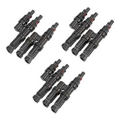 Abbildung von Aiqeer 3 Paar Solarpanel Kabelverbinder, Solar Photovoltaik Steckverbinder T Abzweigverbinder MFF / FMM (Schwarz)