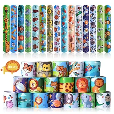 Abbildung von Acuiwer Schnapparmband 30 Stück Tiere Slap Armbänder Kindergeburtstag Gastgeschenke Party Bracelet für Kinder Mädchen Jungen