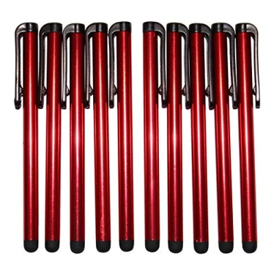 Abbildung von Dealbude24 10 Stück universal Touch Pen Eingabestift für alle gängigen Smartphone und Tablet Stift Stylus Handy Lang Rot