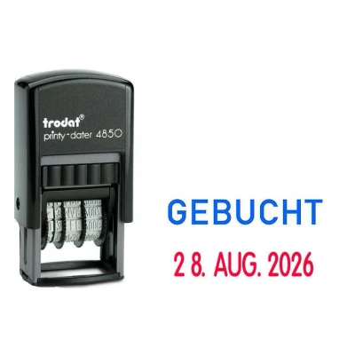 Abbildung von trodat Datumstempel mit Text printy Dater &quot;GEBUCHT&quot;