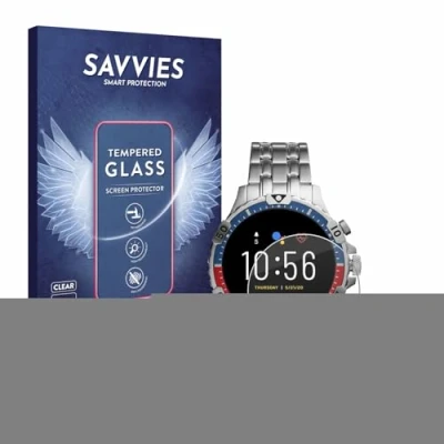 Abbildung von Savvies Panzer Schutz Glas für Fossil Garrett HR (5. Gen) (3 Stück) 9H Hartglas, Anti Fingerprint, Displayschutz