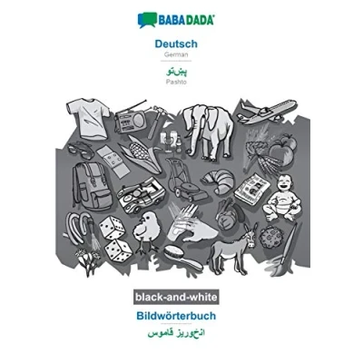 Abbildung von BABADADA black and white, Deutsch Pashto (in arabic script), Bildwörterbuch visual dictionary script): German