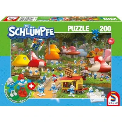 Abbildung von Schmidt Spiele Puzzle 200 Teile Kinder Die Schlümpfe + 2 Figuren 56525, Puzzleteile