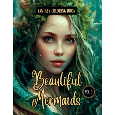 Abbildung von Fantasy Coloring Book Beautiful Mermaids Vol. 3: for Adults and Teens Black Line Grayscale Mermaid Images Relaxation Stress Relief