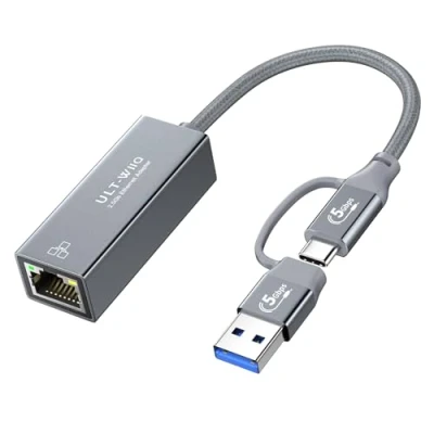 Abbildung von USB Ethernet 2.5Gb Adapter, C auf RJ45 2,5Gbit LAN Netzwerk Adapter mit 1000/2500Mbps Gigabit für MacOS, mac Mini, Windows, Linux, Steam Deck, iPad, MacBook, PC, Laptop, Tablet, NAS