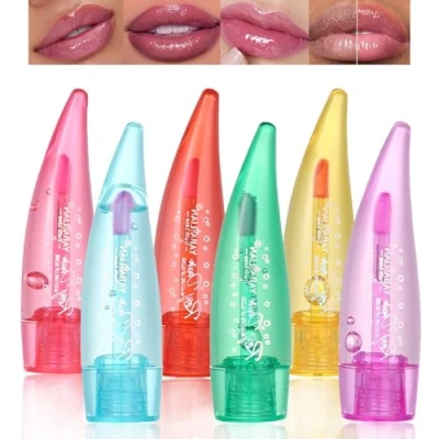 Abbildung von Mrettick 6pcs Aloe Vera Lip Gloss, Long Lasting Nutritious Balm Moisturizing Oil, Color Changing Lipstick Tinted Set，Diamond Glitter Gloss