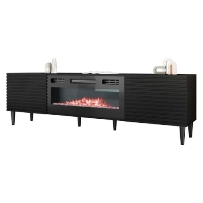 Abbildung von MIRJAN24 TV Schrank Nakomo 2K EF mit Kamin (mit zwei Klappen) Realistische LED Flamme, 181x40x53 cm