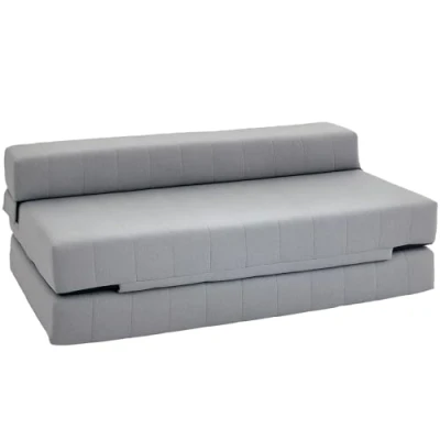 Abbildung von HOMCOM Relaxsessel 2 in 1 Klappbar Schlafsofa mit Leinenoptik (Sofabett, St., Bodensofa), für Wohnzimmer, Schlafzimmer, Grau