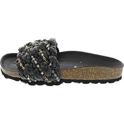 Abbildung von VERBENAS Pantolette &quot;RICA TRENZA RAFIA BRILLOS&quot;, Sommerschuh, Poolslides, Schlappen mit Leder Fußbett
