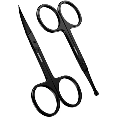 Abbildung von Utopia Care 2 Stück Professionelle Edelstahl Schönheitsschere Friseurschere, Augenbrauen schere, Nasenhaarschere Ohrenschere, Nagelschere Kinder Sicherer Hautschere Schwarz