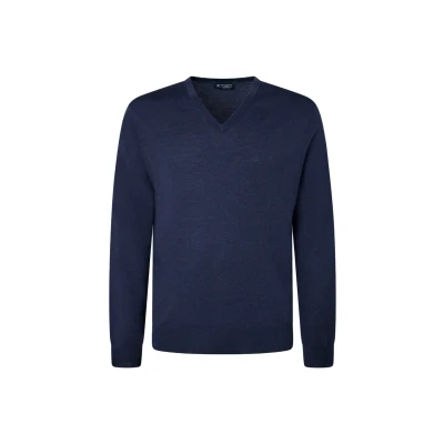 Abbildung von Hackett London GMD V NCK Strickpullover, Herren, Größe: 3XL, Navy