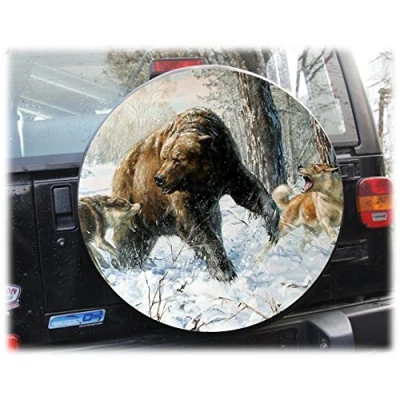 Abbildung von AB3 00233 BÄR Reserveradabdeckung 68x21 cm Reserveradhülle Ersatzradabdeckung Reifencover Radhülle Tasche Überzieher Schutz aus Planenmaterial und Kunstleder Durchmesser 68cm, Breite 21c