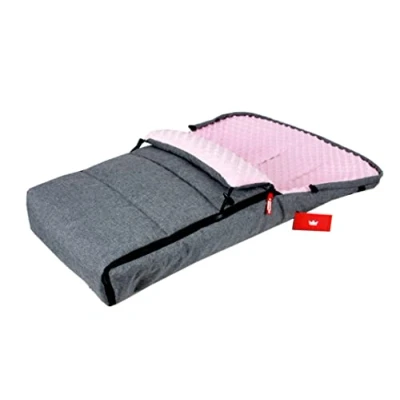 Abbildung von BABYLUX Fußsack MINKY Kinderwagen Buggy Fleece Babyschale Thermo / Muff Handmuff, Grau + Rosa