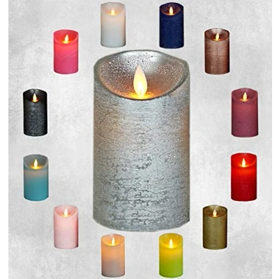 Abbildung von Batterie Beleuchtung Kerze Wachs rustikal mit beweglicher Flamme Silber 12,5 cm Anna&#039;s Collection