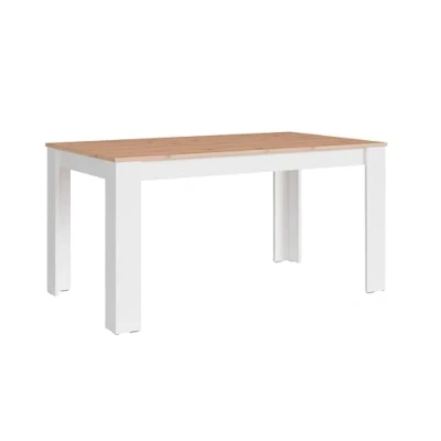 Abbildung von byLIVING Esstisch NORI/Moderner Küchentisch in Eiche Optik/Untergestell Melamin weiß/Großer Tisch / 160 x 90, H 75 cm