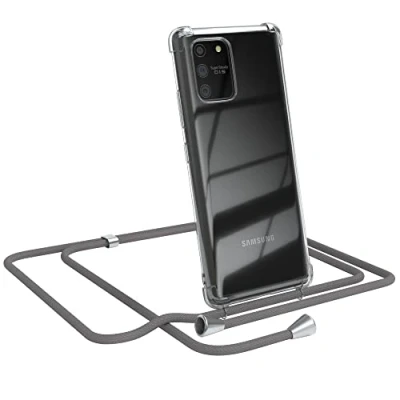 Abbildung von EAZY CASE Handykette kompatibel mit Samsung Galaxy S10 Lite Handyhülle Umhängeband, Handykordel Schutzhülle, Silikonhülle, Hülle Band, Stylische Kette für Smartphone, Anthrazit