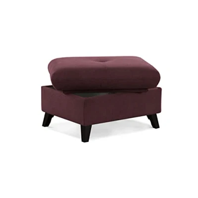 Abbildung von CAVADORE Polsterhocker Grönland / Skandinavischer Stauraum Hocker als Beistellhocker oder Fußhocker 76 x 47 63 Flachgewebe, Rot