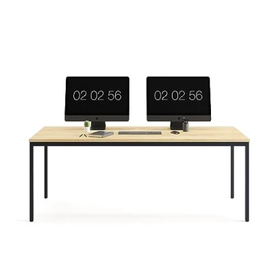 Abbildung von furni24 Schreibtisch Stahl 120x80x75cm, Eiche TÜV/GS Einfache Montage, Arbeitstisch, Bürotisch, Küchentisch, Esstisch, Druckertisch Büro Möbel Arbeitszimmer Computertisch Gaming Tisch Mehrzwecktisch