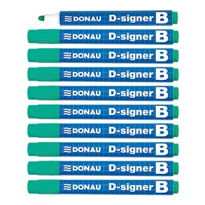 Abbildung von DONAU D Signer B Tafel Marker Whiteboard Boardmarker / 10 Stück/Grün/Rundspitze 2 4 mm/Trocknungsbeständig bis zu 72 Stunden ohne Kappe/Nicht Toxische Tinte