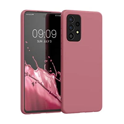 Abbildung von kwmobile Hülle kompatibel mit Samsung Galaxy A52 / 5G A52s weiches TPU Silikon Case Cover geeignet für kabelloses Laden Dark Rose