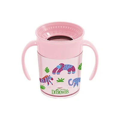 Abbildung von Dr. Brown&#039;s Milestones Cheers360 Trinkbecher mit Griffen für einfachen Griff und auslaufsicheres Lernen, rosa, 200 ml