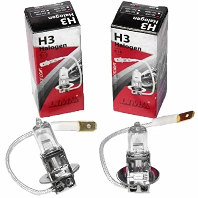 Abbildung von 2X Halogen H3 Scheinwerferlampe Birne 55W 12V Abblendlicht Fernlicht Glühlampen E Prüfzeichen Sockel PK22S Warm Weiß