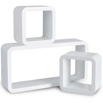Abbildung von WOLTU Wandregal Cube Regal 3er Set Würfelregal Hängeregal, weiß Quadratisch Schwebend Design 9210