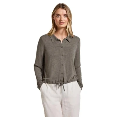 Abbildung von Street One Leinenlook Jacke Strickjacke, Damen, Größe: 42, Braun